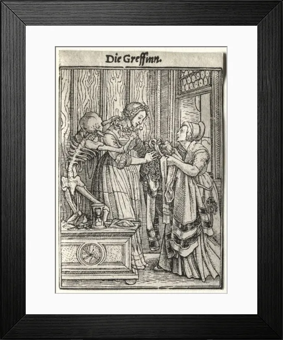 Framed Print : Dance of Death: The Countess. Creator: Hans Holbein (German, 1497 / 98-1543) Framed Print : Dance of Death: The Countess. Creator: Hans Holbein (German, 1497 / 98-1543)