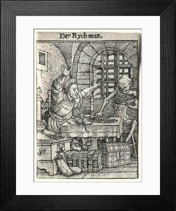 Framed Print : Dance of Death: The Miser, c. 1526. Creator: Hans Holbein (German, 1497 / 98-1543) Framed Print : Dance of Death: The Miser, c. 1526. Creator: Hans Holbein (German, 1497 / 98-1543)
