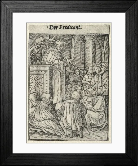 Framed Print : Dance of Death: The Preacher. Creator: Hans Holbein (German, 1497 / 98-1543) Framed Print : Dance of Death: The Preacher. Creator: Hans Holbein (German, 1497 / 98-1543)