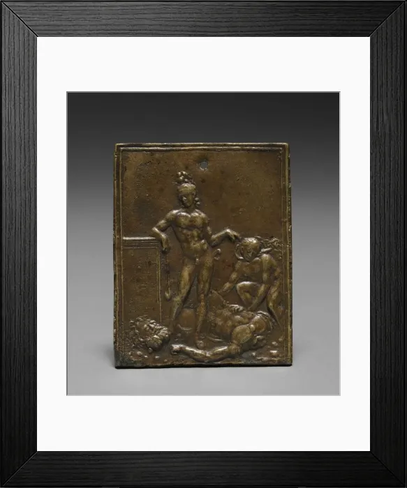 Framed Print : David Triumphant over Goliath, late 1400s - early 1500s. Creator: Moderno (Italian, 1467-1528) Framed Print : David Triumphant over Goliath, late 1400s - early 1500s. Creator: Moderno (Italian, 1467-1528)