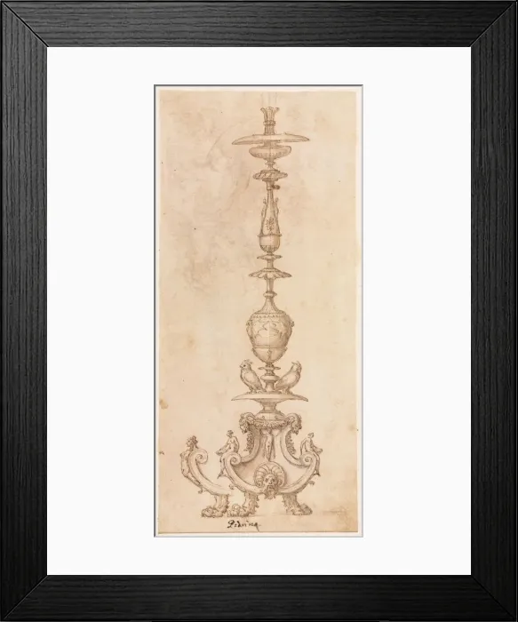 Framed Print : Design for a Candlestick, mid 1500s. Creator: Luzio Romano (Italian, active 1528-75) Framed Print : Design for a Candlestick, mid 1500s. Creator: Luzio Romano (Italian, active 1528-75)