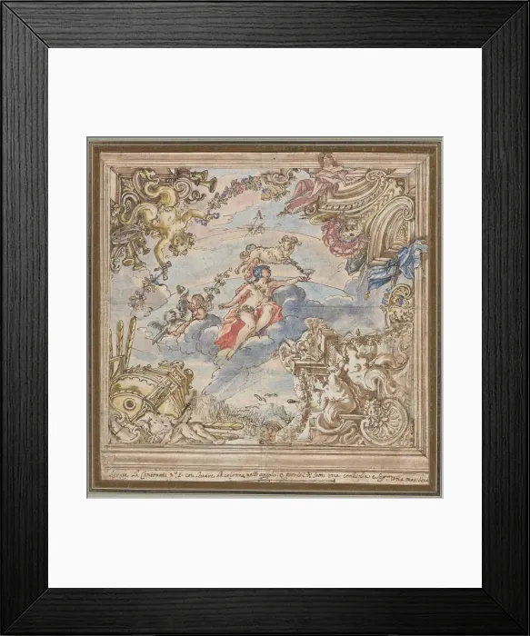 Framed Print : Design for a Ceiling: Mars and Aries, 1700s. Creator: Unknown Framed Print : Design for a Ceiling: Mars and Aries, 1700s. Creator: Unknown