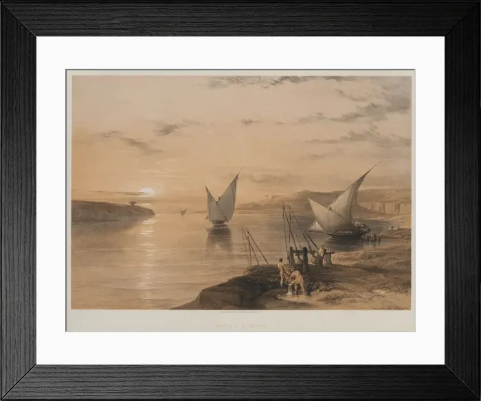 Framed Print : Egypt and Nubia, Volume II: Hagar Setsilis, 1847. Creator: Louis Haghe (British, 1806-1885); F Framed Print : Egypt and Nubia, Volume II: Hagar Setsilis, 1847. Creator: Louis Haghe (British, 1806-1885); F