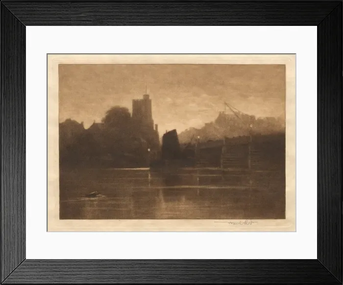 Framed Print : Ebb Tide, Putney Bridge, 1885. Creator: Frank Short (British, 1857-1945) Framed Print : Ebb Tide, Putney Bridge, 1885. Creator: Frank Short (British, 1857-1945)