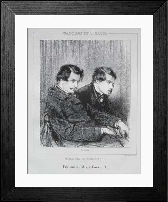 Framed Print : Edmond and Jules de Goncourt, 1853. Creator: Paul Gavarni (French, 1804-1866) Framed Print : Edmond and Jules de Goncourt, 1853. Creator: Paul Gavarni (French, 1804-1866)