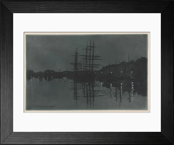 Framed Print : Effect of Moon at Dieppe, c. 1885. Creator: Henri Charles Guerard (French, 1846-1897) Framed Print : Effect of Moon at Dieppe, c. 1885. Creator: Henri Charles Guerard (French, 1846-1897)