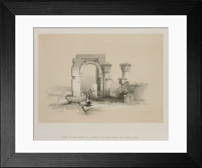 Framed Print : Egypt and Nubia, Volume II: Ruins - Temple on the Island of Biggeh, Nubia, 1847. Creator Framed Print : Egypt and Nubia, Volume II: Ruins - Temple on the Island of Biggeh, Nubia, 1847. Creator