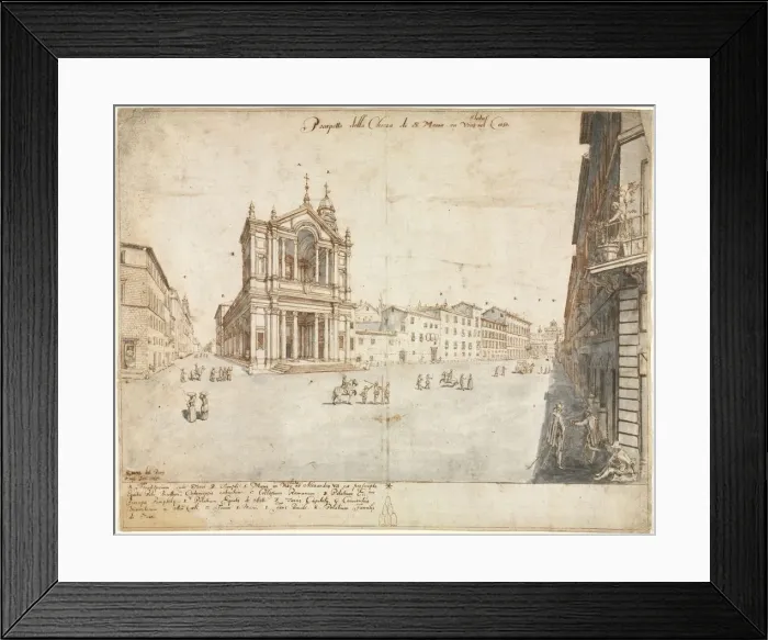 Framed Print : Eighteen Views of Rome: Santa Maria in Via Lata, 1665. Creator: Lievin Cruyl (Flemish, c Framed Print : Eighteen Views of Rome: Santa Maria in Via Lata, 1665. Creator: Lievin Cruyl (Flemish, c
