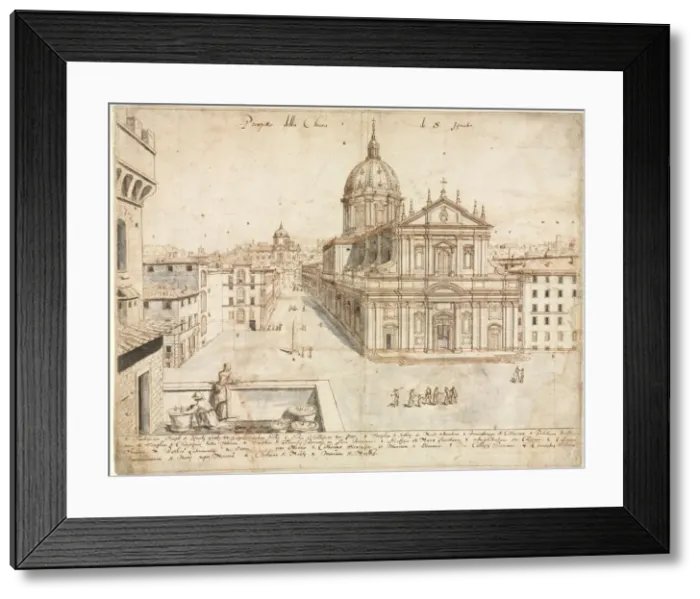 Framed Print : Eighteen Views of Rome: The Church of SantIgnazio, 1665. Creator: Lievin Cruyl (Flemish, c Framed Print : Eighteen Views of Rome: The Church of SantIgnazio, 1665. Creator: Lievin Cruyl (Flemish, c