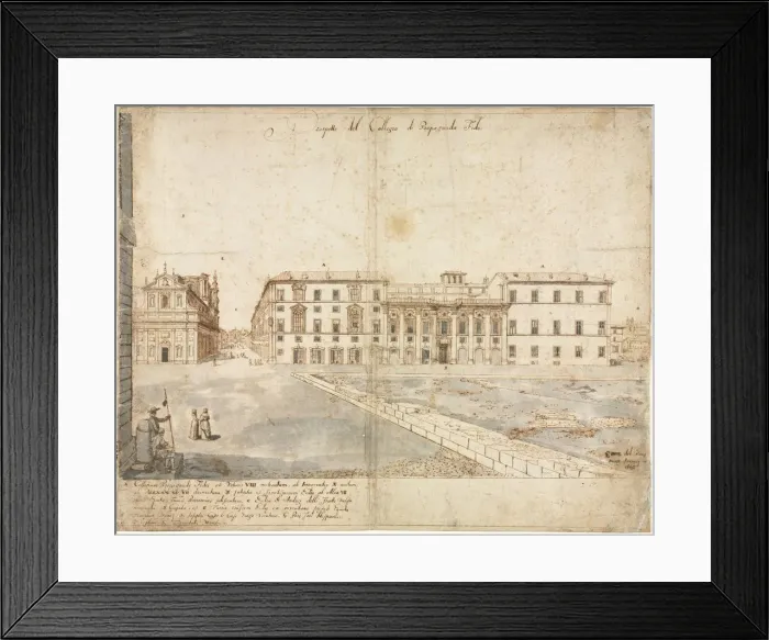 Framed Print : Eighteen Views of Rome: The Collegio di Propaganda Fide (recto)…, 1665. Creator Framed Print : Eighteen Views of Rome: The Collegio di Propaganda Fide (recto)…, 1665. Creator