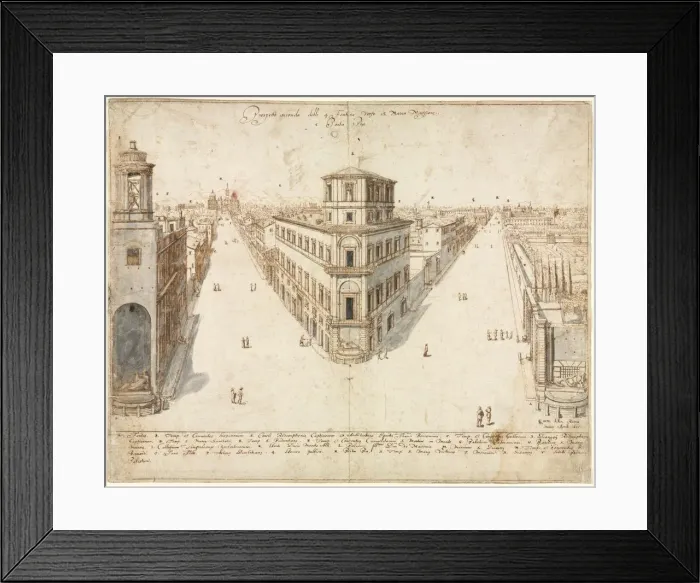 Framed Print : Eighteen Views of Rome: The Quattro Fontane Looking Toward Santa Maria Maggiore, 1665 Framed Print : Eighteen Views of Rome: The Quattro Fontane Looking Toward Santa Maria Maggiore, 1665