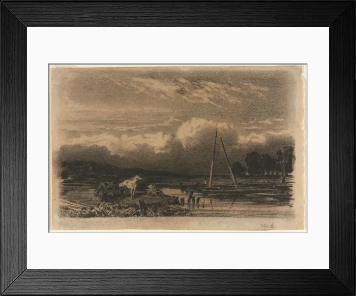 Framed Print : English View, after Jules Dupre, 1800s. Creator: Unknown Framed Print : English View, after Jules Dupre, 1800s. Creator: Unknown
