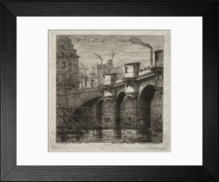 Framed Print : Etchings of Paris: The New Bridge, 1853. Creator: Charles Meryon (French, 1821-1868) Framed Print : Etchings of Paris: The New Bridge, 1853. Creator: Charles Meryon (French, 1821-1868)