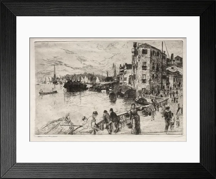 Framed Print : Etchings of Venice: Castello Quarters, Riva, 19th century. Creator: Otto H. Bacher (American Framed Print : Etchings of Venice: Castello Quarters, Riva, 19th century. Creator: Otto H. Bacher (American