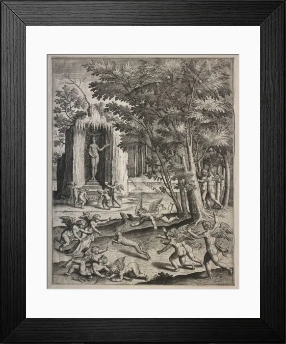 Framed Print : Cupids at Play. Creator: Hieronymus Wierix (Flemish, 1553-1619), possibly by Framed Print : Cupids at Play. Creator: Hieronymus Wierix (Flemish, 1553-1619), possibly by