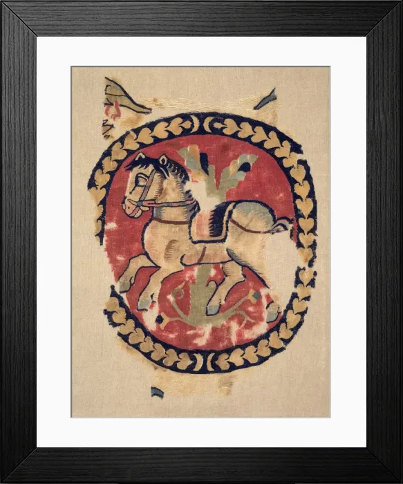 Framed Print : Curtain Fragment with Galloping Horse, 500s. Creator: Unknown