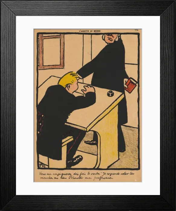 Framed Print : Crimes and Punishments XVII, 774: You shall conjugate, 1871. Creator: Felix Vallotton Framed Print : Crimes and Punishments XVII, 774: You shall conjugate, 1871. Creator: Felix Vallotton