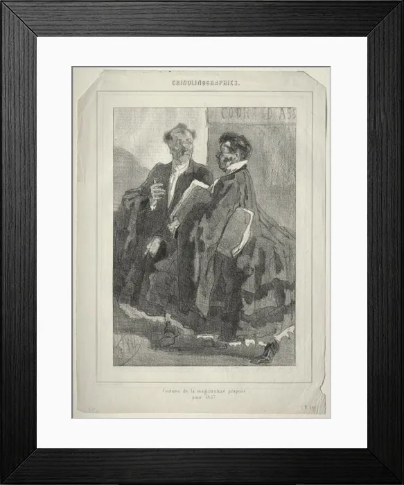 Framed Print : Crinolinographies. Costume de la magistrature propose pour 1857. Creator: Felicien Rops Framed Print : Crinolinographies. Costume de la magistrature propose pour 1857. Creator: Felicien Rops