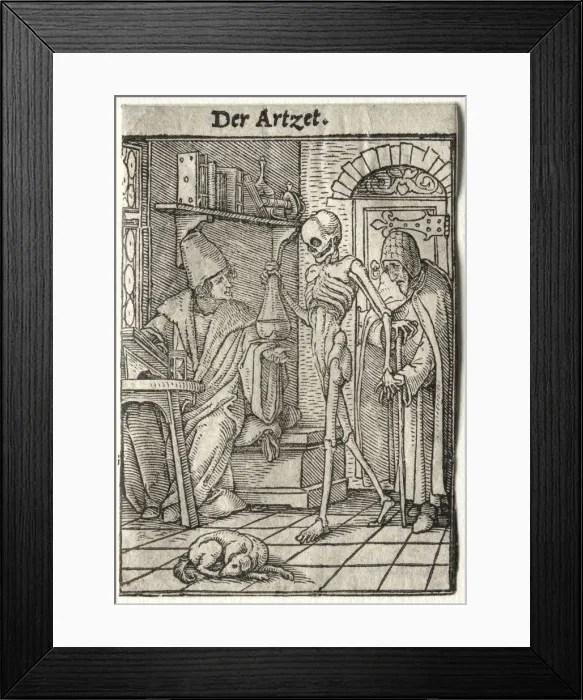Framed Print : Dance of Death: The Doctor. Creator: Hans Holbein (German, 1497 / 98-1543) Framed Print : Dance of Death: The Doctor. Creator: Hans Holbein (German, 1497 / 98-1543)