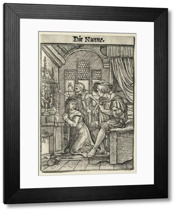 Framed Print : Dance of Death: The Nun. Creator: Hans Holbein (German, 1497 / 98-1543) Framed Print : Dance of Death: The Nun. Creator: Hans Holbein (German, 1497 / 98-1543)