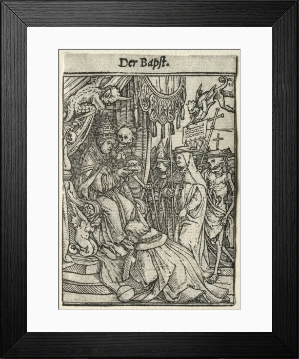 Framed Print : Dance of Death: The Pope. Creator: Hans Holbein (German, 1497 / 98-1543) Framed Print : Dance of Death: The Pope. Creator: Hans Holbein (German, 1497 / 98-1543)