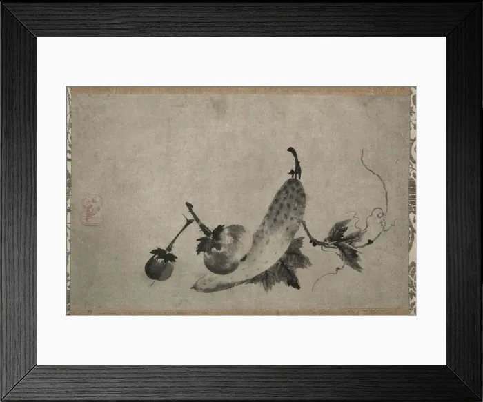 Framed Print : Cucumbers and Eggplant, 1500s. Creator: Yamada Doan (Japanese, 1571) Framed Print : Cucumbers and Eggplant, 1500s. Creator: Yamada Doan (Japanese, 1571)