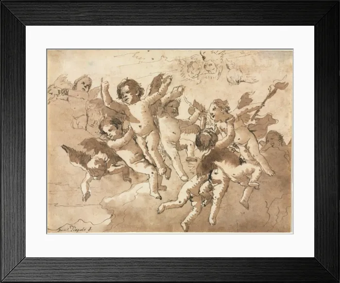 Framed Print : Cupid in the Clouds with Attendant Cherubs, 1757 or after. Creator: Giovanni Domenico Tiepolo Framed Print : Cupid in the Clouds with Attendant Cherubs, 1757 or after. Creator: Giovanni Domenico Tiepolo