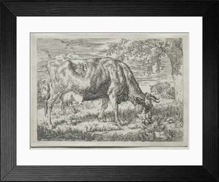 Framed Print : Cow and Two Sheep at the Foot of a Tree, 1670. Creator: Adriaen van de Velde (Dutch, 1636-1672) Framed Print : Cow and Two Sheep at the Foot of a Tree, 1670. Creator: Adriaen van de Velde (Dutch, 1636-1672)