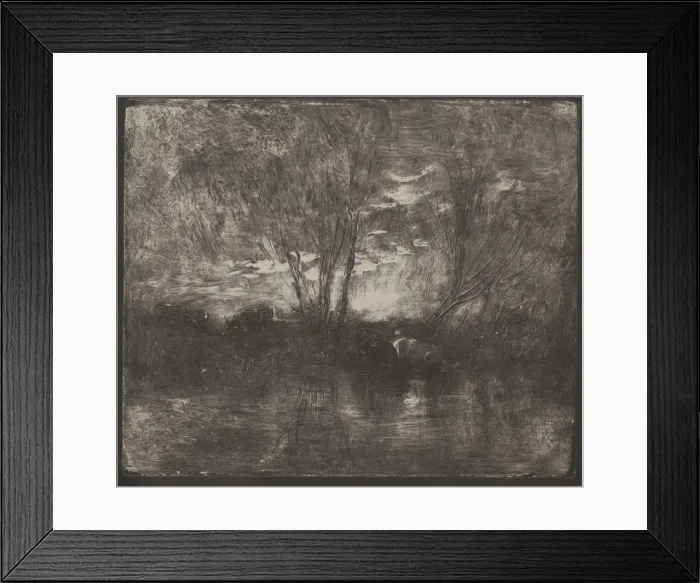 Framed Print : Cows at a Watering Place, original impression 1862, printed in 1921 Framed Print : Cows at a Watering Place, original impression 1862, printed in 1921