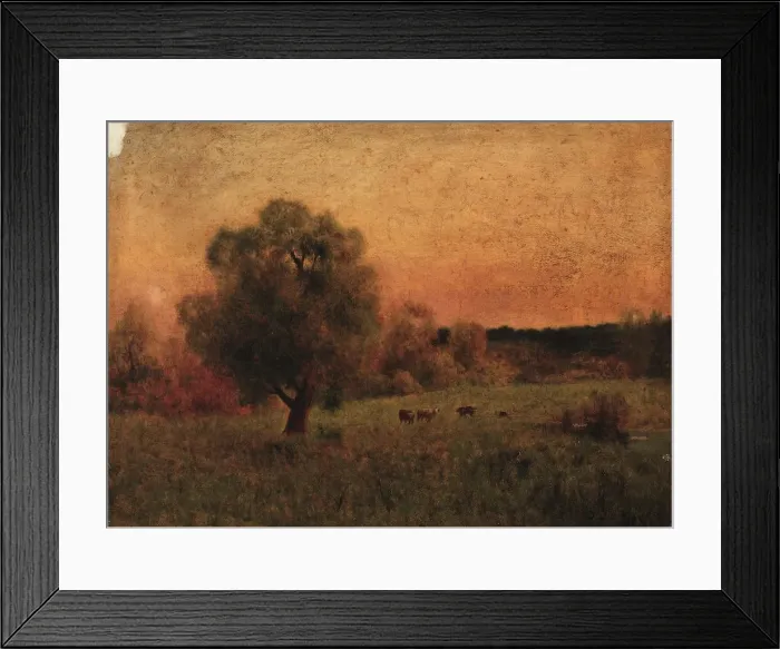 Framed Print : Cows in a Field, before 1956. Creator: George Inness (American, 1825-1894), imitator of Framed Print : Cows in a Field, before 1956. Creator: George Inness (American, 1825-1894), imitator of