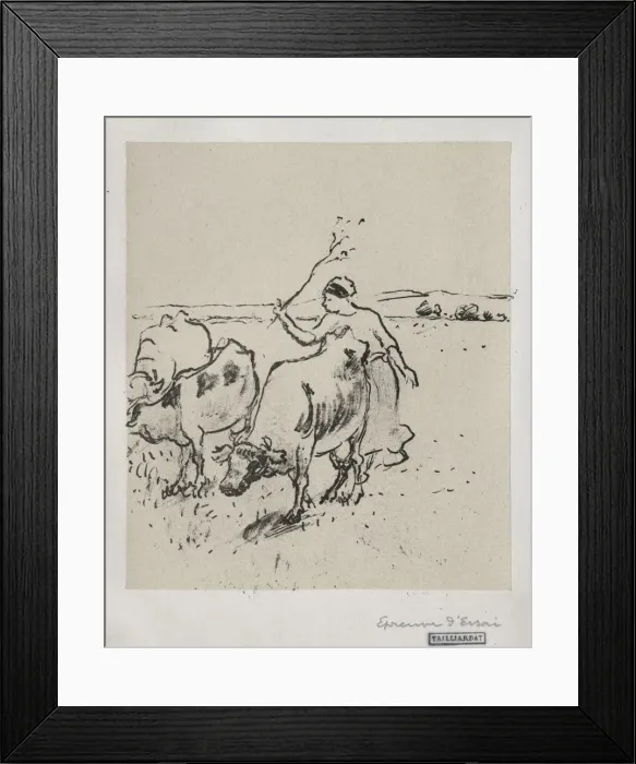 Framed Print : Cowherder, c. 1899. Creator: Camille Pissarro (French, 1830-1903) Framed Print : Cowherder, c. 1899. Creator: Camille Pissarro (French, 1830-1903)