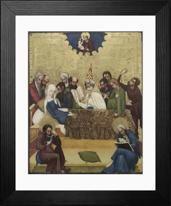 Framed Print : Death of the Virgin, c. 1400. Creator: Master of Heiligenkreuz (Austrian) Framed Print : Death of the Virgin, c. 1400. Creator: Master of Heiligenkreuz (Austrian)