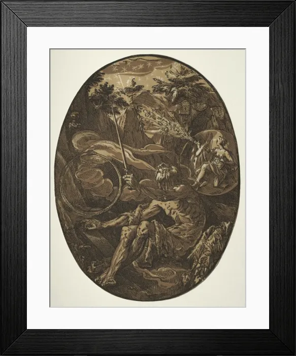 Framed Print : Demogorgon in the Cave of Eternity, c. 1588. Creator: Hendrick Goltzius (Dutch, 1558-1617) Framed Print : Demogorgon in the Cave of Eternity, c. 1588. Creator: Hendrick Goltzius (Dutch, 1558-1617)