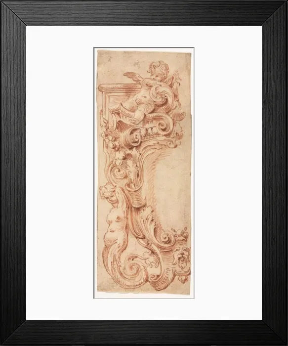 Framed Print : Design for a Cartouche, first half 1700s. Creator: Gilles Marie Oppenord (French, 1672-1742) Framed Print : Design for a Cartouche, first half 1700s. Creator: Gilles Marie Oppenord (French, 1672-1742)