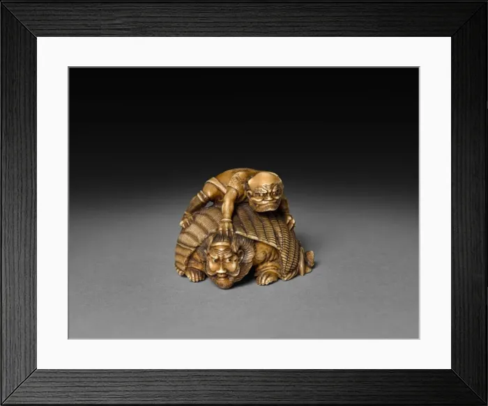 Framed Print : Demon Covering Shoki, 19th century. Creator: Unknown Framed Print : Demon Covering Shoki, 19th century. Creator: Unknown