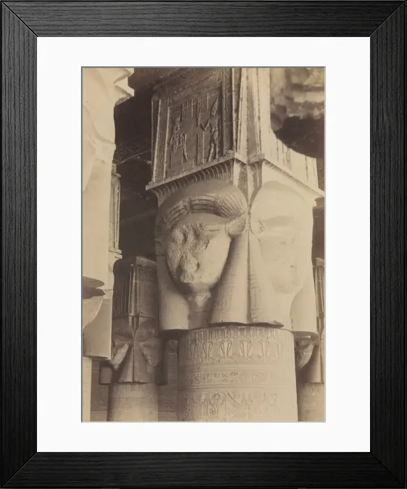 Framed Print : Dendera, Interior of the Temple, Hathor Capitals, c. 1870s - 1880. Creator: Antonio Beato (British Framed Print : Dendera, Interior of the Temple, Hathor Capitals, c. 1870s - 1880. Creator: Antonio Beato (British