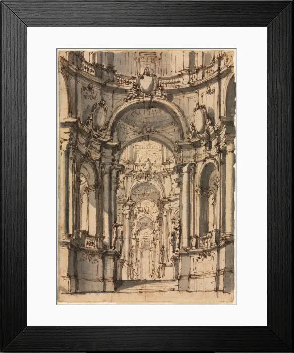 Framed Print : Design for a Stage Set: Interior of a Palace with Arcades, mid 1700s Framed Print : Design for a Stage Set: Interior of a Palace with Arcades, mid 1700s