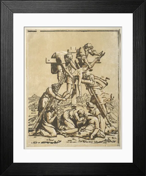 Framed Print : Descent from the Cross. Creator: Ugo da Carpi (Italian, c. 1479-c. 1532) Framed Print : Descent from the Cross. Creator: Ugo da Carpi (Italian, c. 1479-c. 1532)