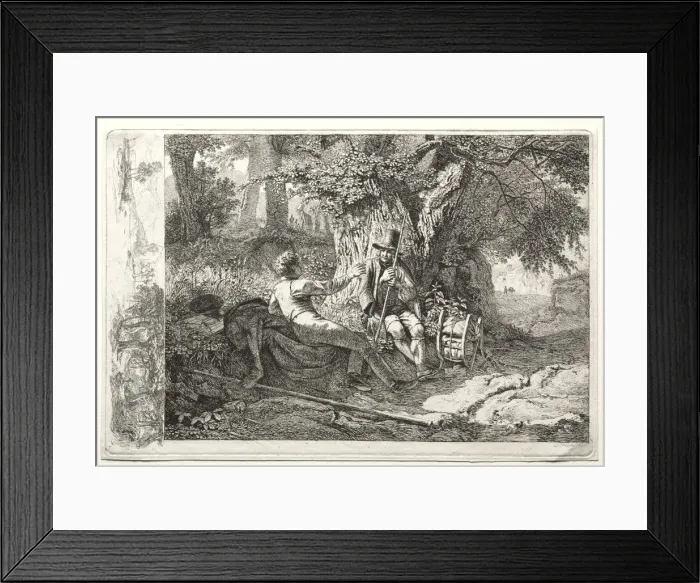 Framed Print : Der mit seinem Fuhrer rastende Kunstler. Creator: Johann Christoph Erhard (German, 1795-1822) Framed Print : Der mit seinem Fuhrer rastende Kunstler. Creator: Johann Christoph Erhard (German, 1795-1822)