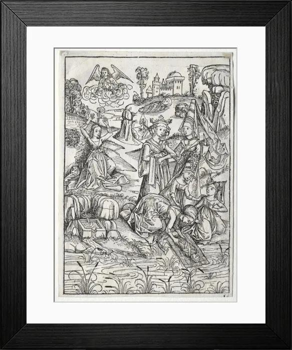 Framed Print : Der Schatzbehalter: Moses Found by Pharaohs Daughter (recto), 1491. Creator: Michael Wolgemut Framed Print : Der Schatzbehalter: Moses Found by Pharaohs Daughter (recto), 1491. Creator: Michael Wolgemut