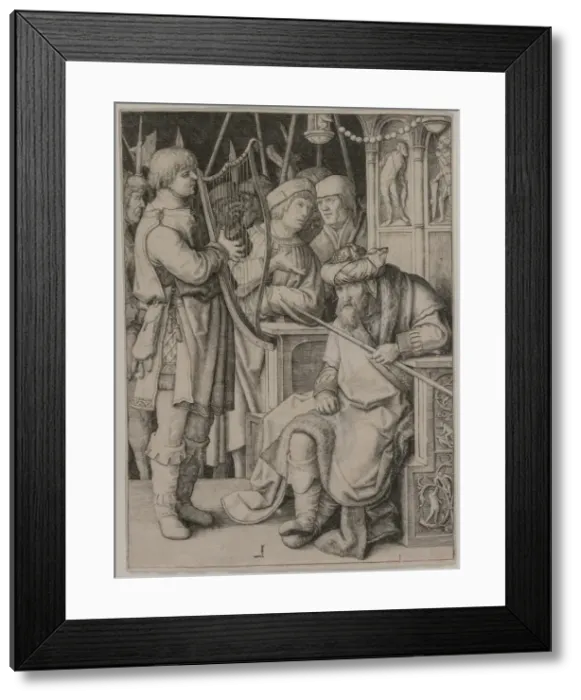 Framed Print : David Playing the Harp before Saul, c. 1508. Creator: Lucas van Leyden (Dutch, 1494-1533) Framed Print : David Playing the Harp before Saul, c. 1508. Creator: Lucas van Leyden (Dutch, 1494-1533)