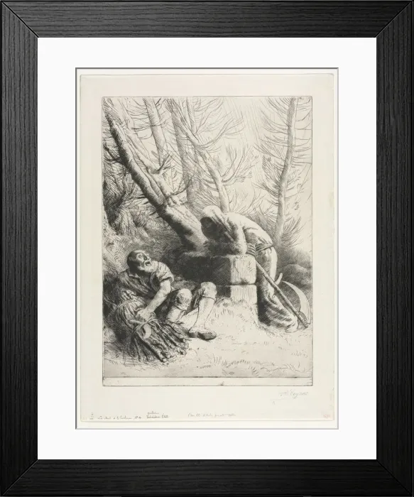 Framed Print : Death and the Woodcutter, 1881. Creator: Alphonse Legros (French, 1837-1911) Framed Print : Death and the Woodcutter, 1881. Creator: Alphonse Legros (French, 1837-1911)