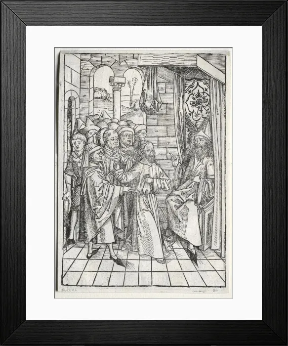 Framed Print : Der Schatzbehalter: Christ before Caiaphas (verso), 1491. Creator: Michael Wolgemut (German Framed Print : Der Schatzbehalter: Christ before Caiaphas (verso), 1491. Creator: Michael Wolgemut (German