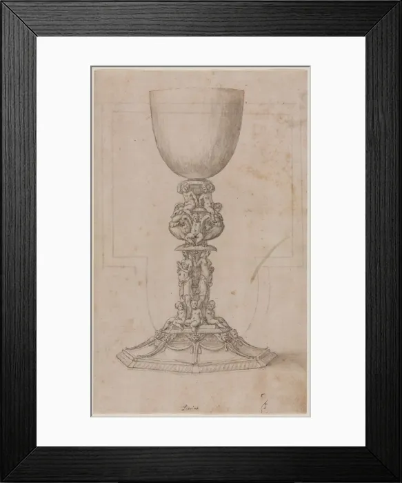 Framed Print : Design for a Chalice (recto), mid 1500s. Creator: Luzio Romano (Italian, active 1528-75) Framed Print : Design for a Chalice (recto), mid 1500s. Creator: Luzio Romano (Italian, active 1528-75)