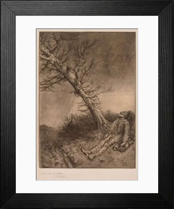 Framed Print : Death of a Vagabond, c. 1875. Creator: Alphonse Legros (French, 1837-1911) Framed Print : Death of a Vagabond, c. 1875. Creator: Alphonse Legros (French, 1837-1911)