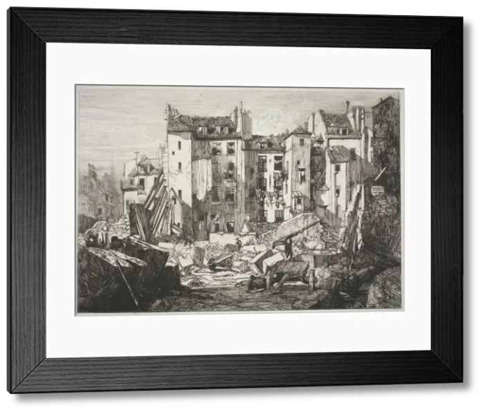 Framed Print : Demolition for the Openning of the Rue des Ecoles, 1862. Creator: Maxime Lalanne (French