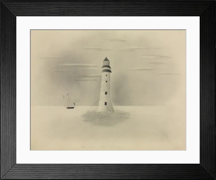 Framed Print : Eddystone Lighthouse, 1840. Creator: Mary Altha Nims (American, 1817-1907) Framed Print : Eddystone Lighthouse, 1840. Creator: Mary Altha Nims (American, 1817-1907)