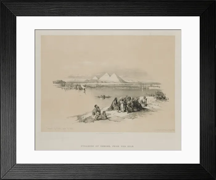 Framed Print : Egypt and Nubia, Volume I: Pyramids of Geezeh, from the Nile, 1846. Creator: Louis Haghe (British Framed Print : Egypt and Nubia, Volume I: Pyramids of Geezeh, from the Nile, 1846. Creator: Louis Haghe (British