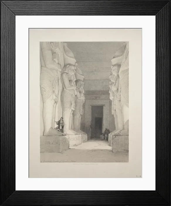 Framed Print : Egypt and Nubia: Volume I - No. 9, Excavated Temple of Gyrshe, Nubia, 1838. Creator Framed Print : Egypt and Nubia: Volume I - No. 9, Excavated Temple of Gyrshe, Nubia, 1838. Creator