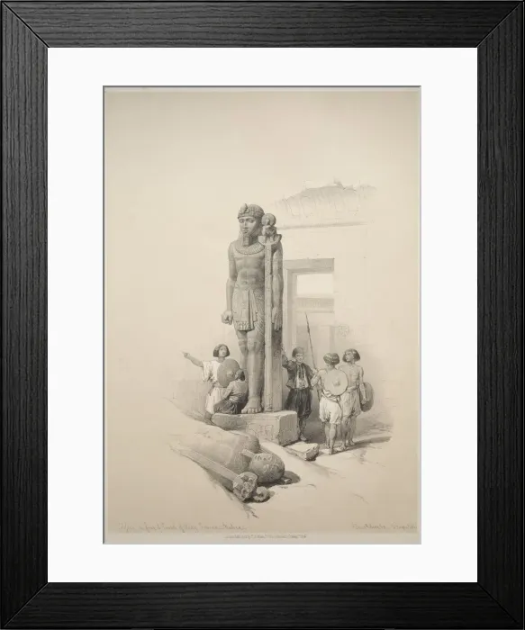 Framed Print : Egypt and Nubia: Volume II - No. 7, Colossi at Wady Saboua, 1838. Creator: Louis Haghe (British Framed Print : Egypt and Nubia: Volume II - No. 7, Colossi at Wady Saboua, 1838. Creator: Louis Haghe (British
